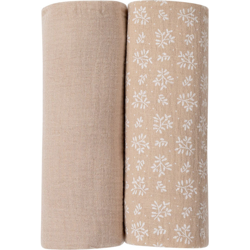 Lot de 2 mousselines de coton - BUBABA - Beige