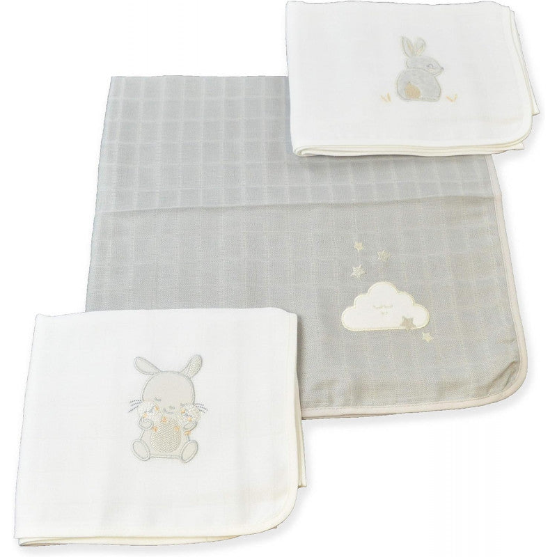 Set di 3 Mussole Ricamate ItalBaby