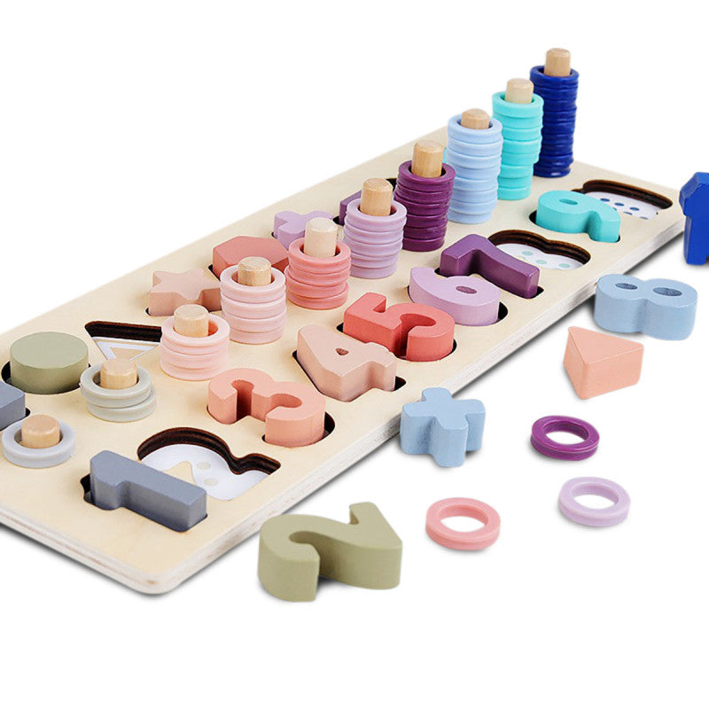Numéros et formes de puzzle en bois