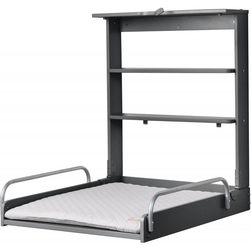 Table à langer murale avec matelas gris anthracite
