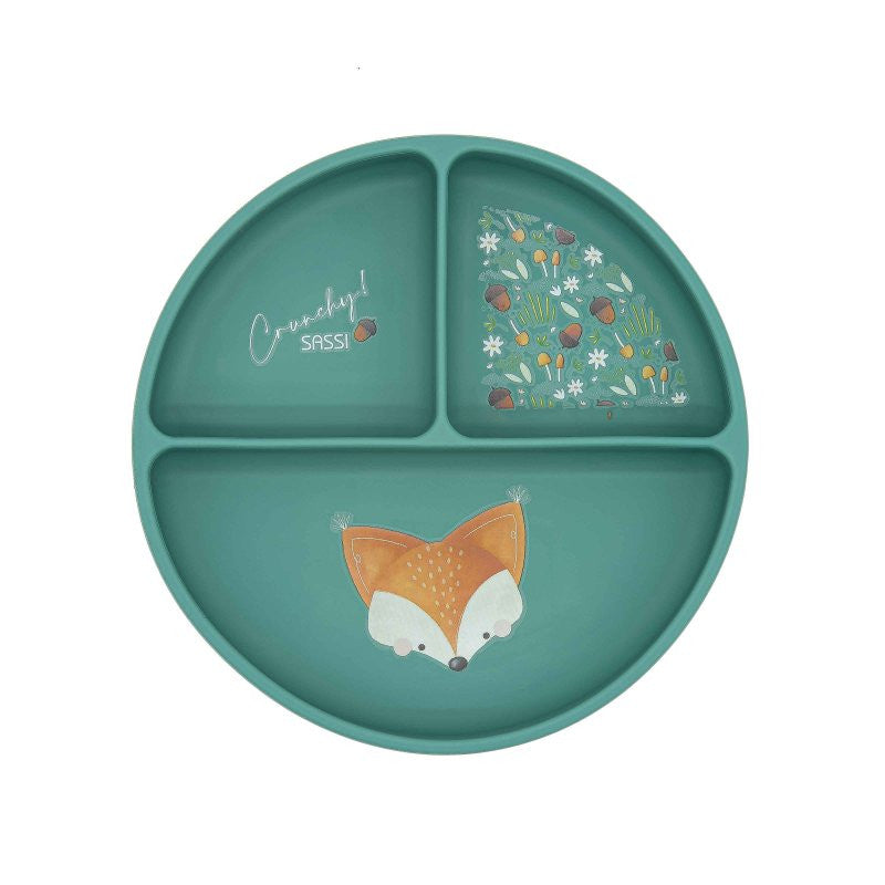Assiette avec ventouse en Silicone Crunchy Fox