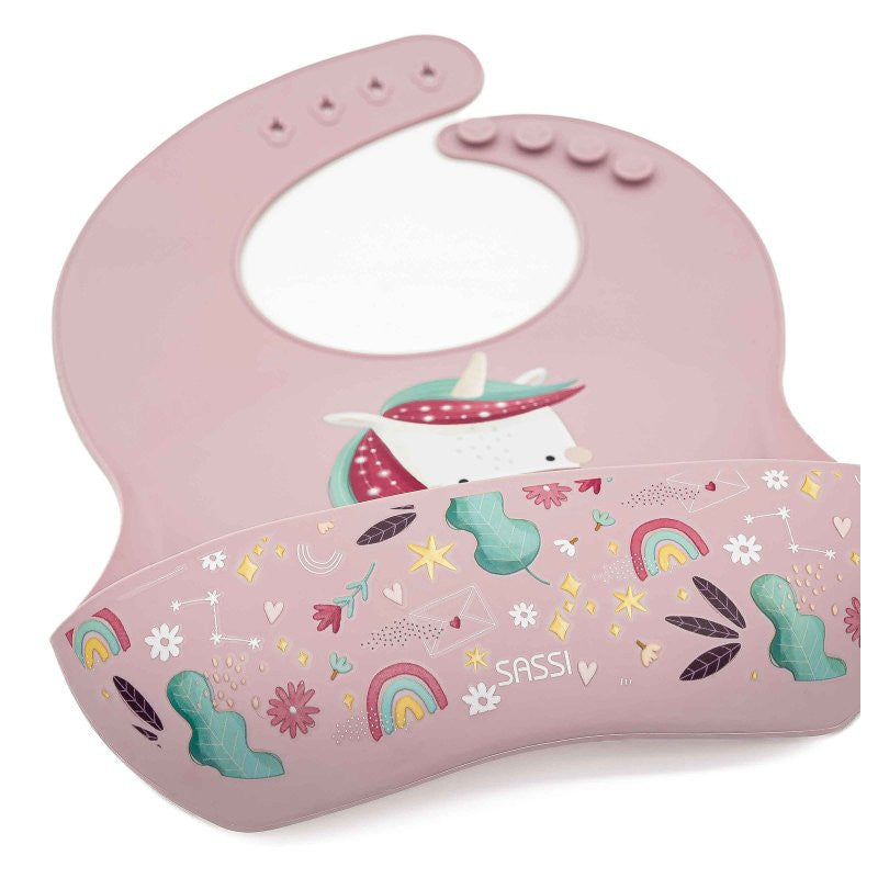 Bavoir de poche en silicone licorne scintillante