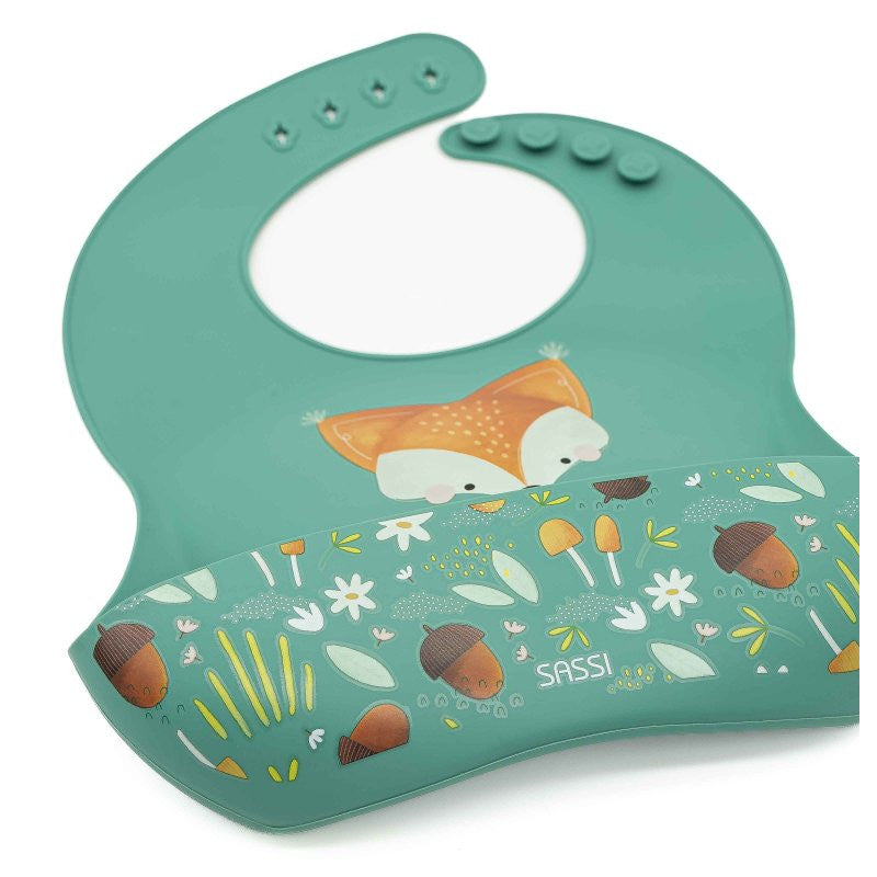 Bavoir de poche en silicone Crunchy Fox