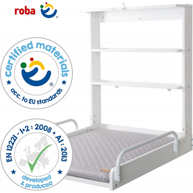 Table à langer murale avec matelas style roba blanc
