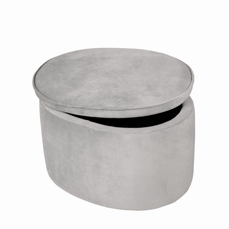 Pouf Ovale pour Enfant en Velours - Gris