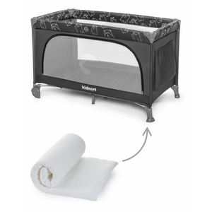 Lit de camp gris avec matelas enroulable