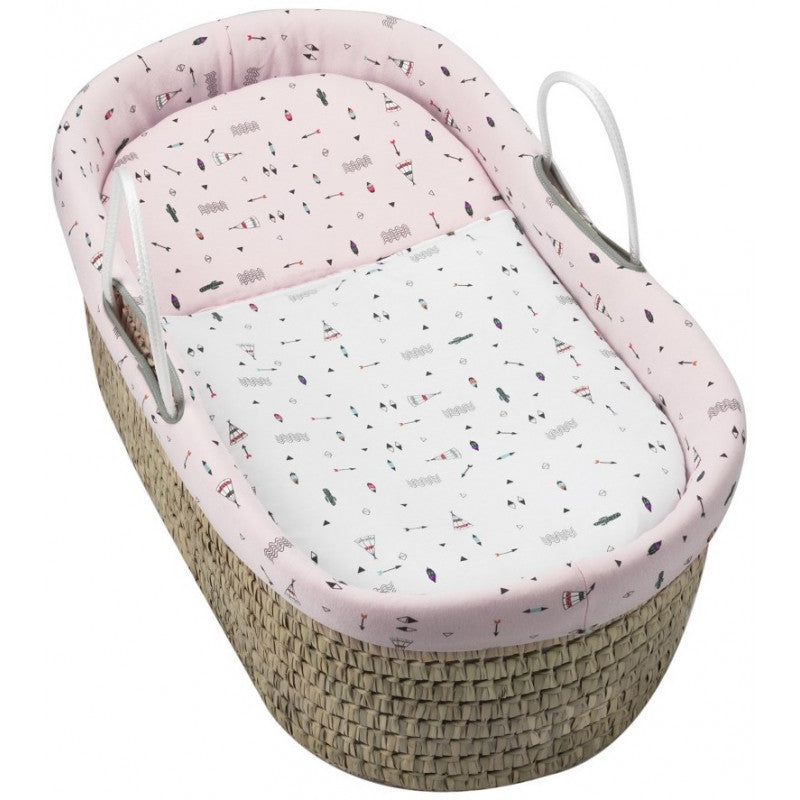 Panier bébé en osier - Rose