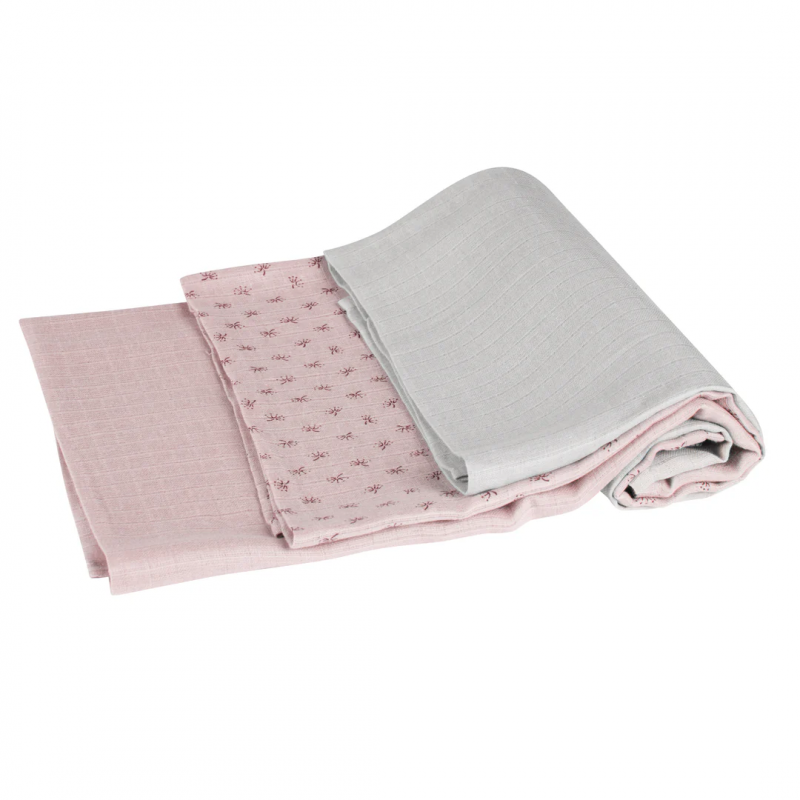 Ensemble mousseline de coton bio 80x80 rose