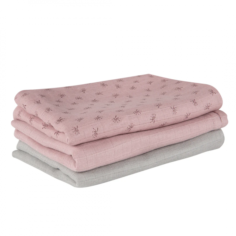 Ensemble mousseline de coton bio 80x80 rose