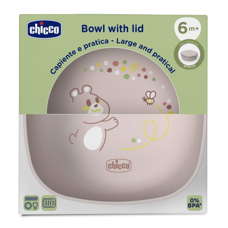 Bol rose Chicco avec couvercle 6 mois et plus
