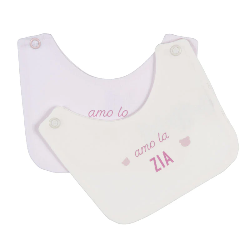 Nanan Pink Bibs with "I love my aunt/uncle" written on them.