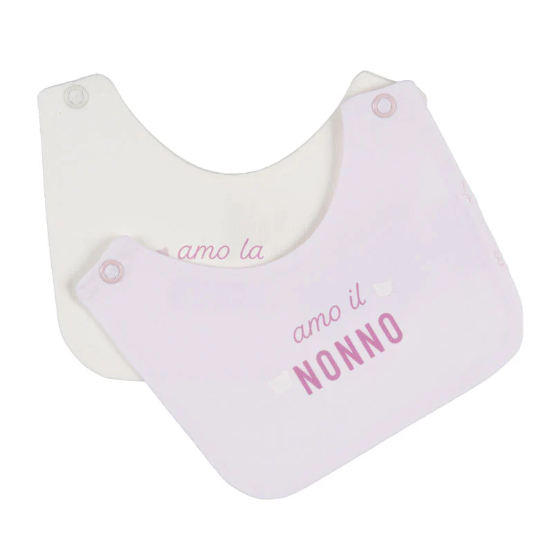 Bavaglini Nanan Rosa con scritta “Amo la zia/lo zio”.