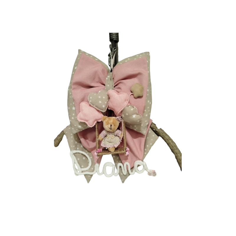 Pink Bear with Swing Birth Bow