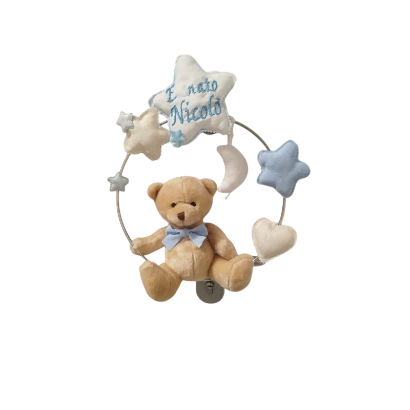 Décoration de porte de naissance Bleu avec prénom personnalisé