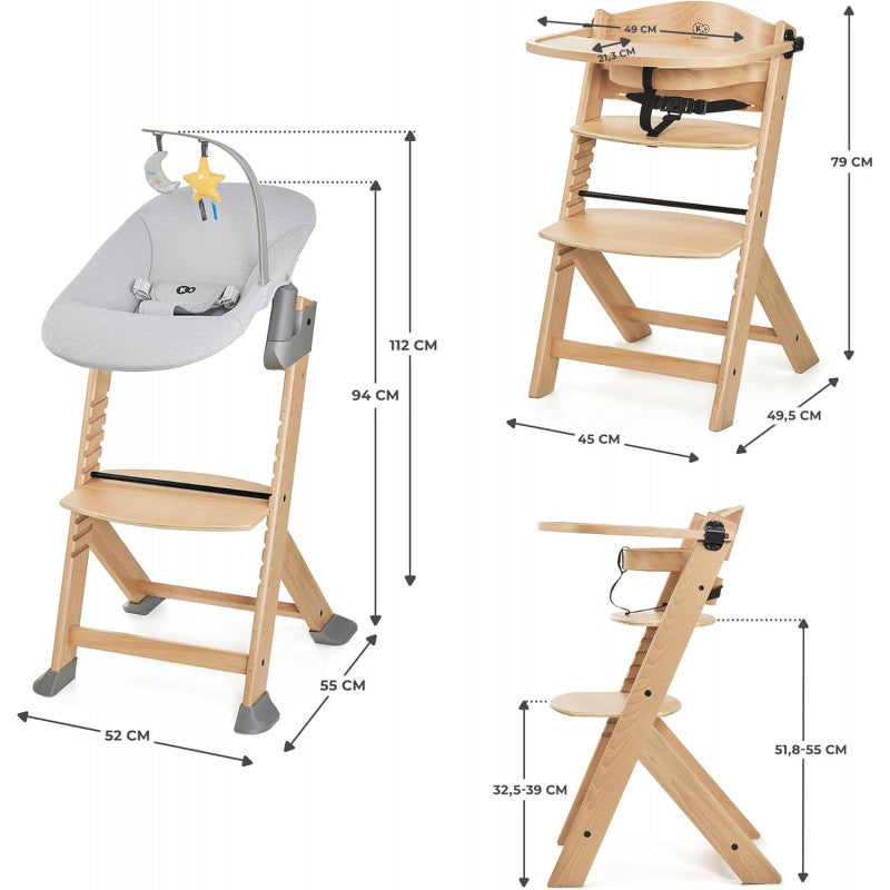 Chaise haute évolutive 4 en 1 Kinderkraft ENOCK avec transat