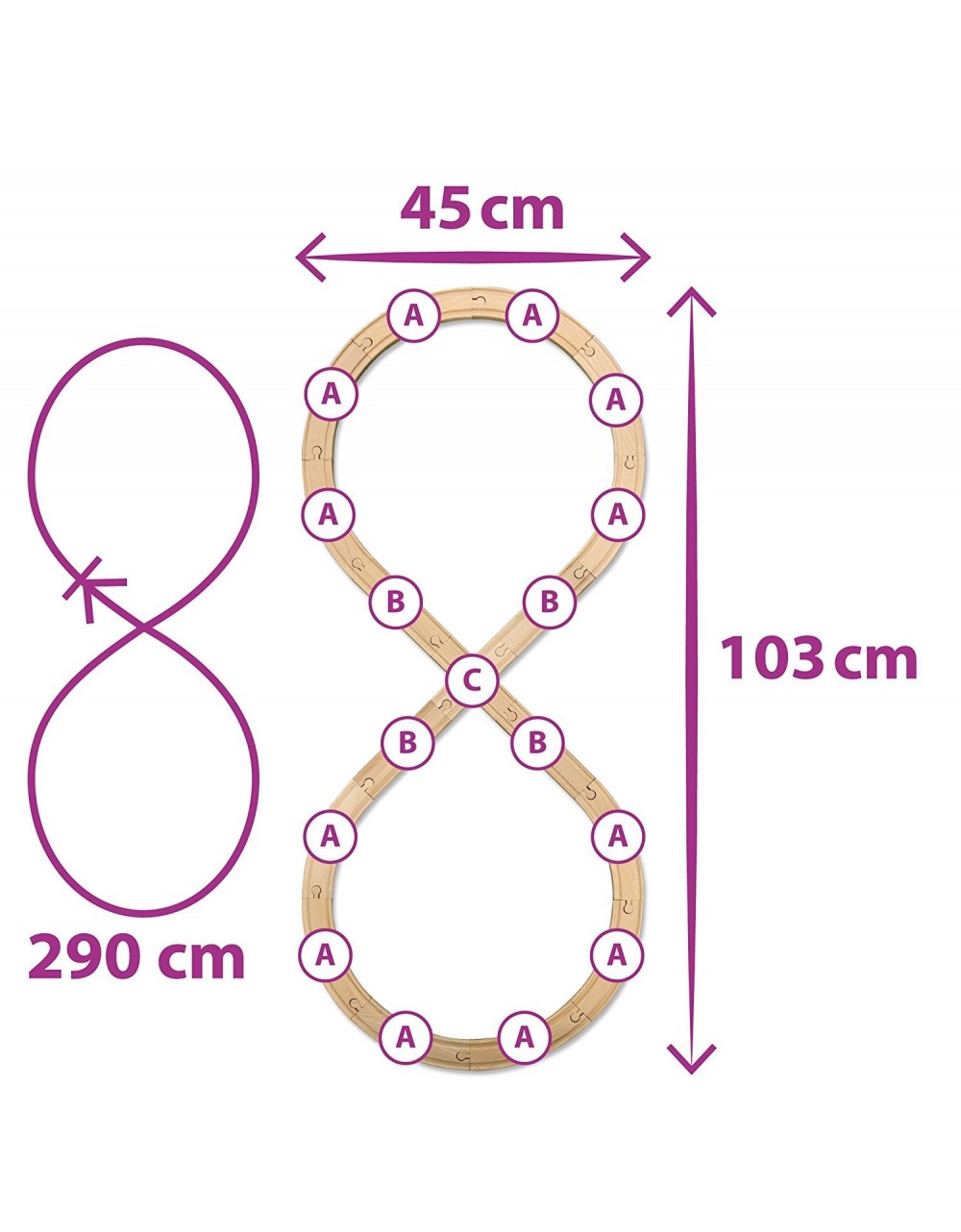 Wooden Train Track 290 cm
