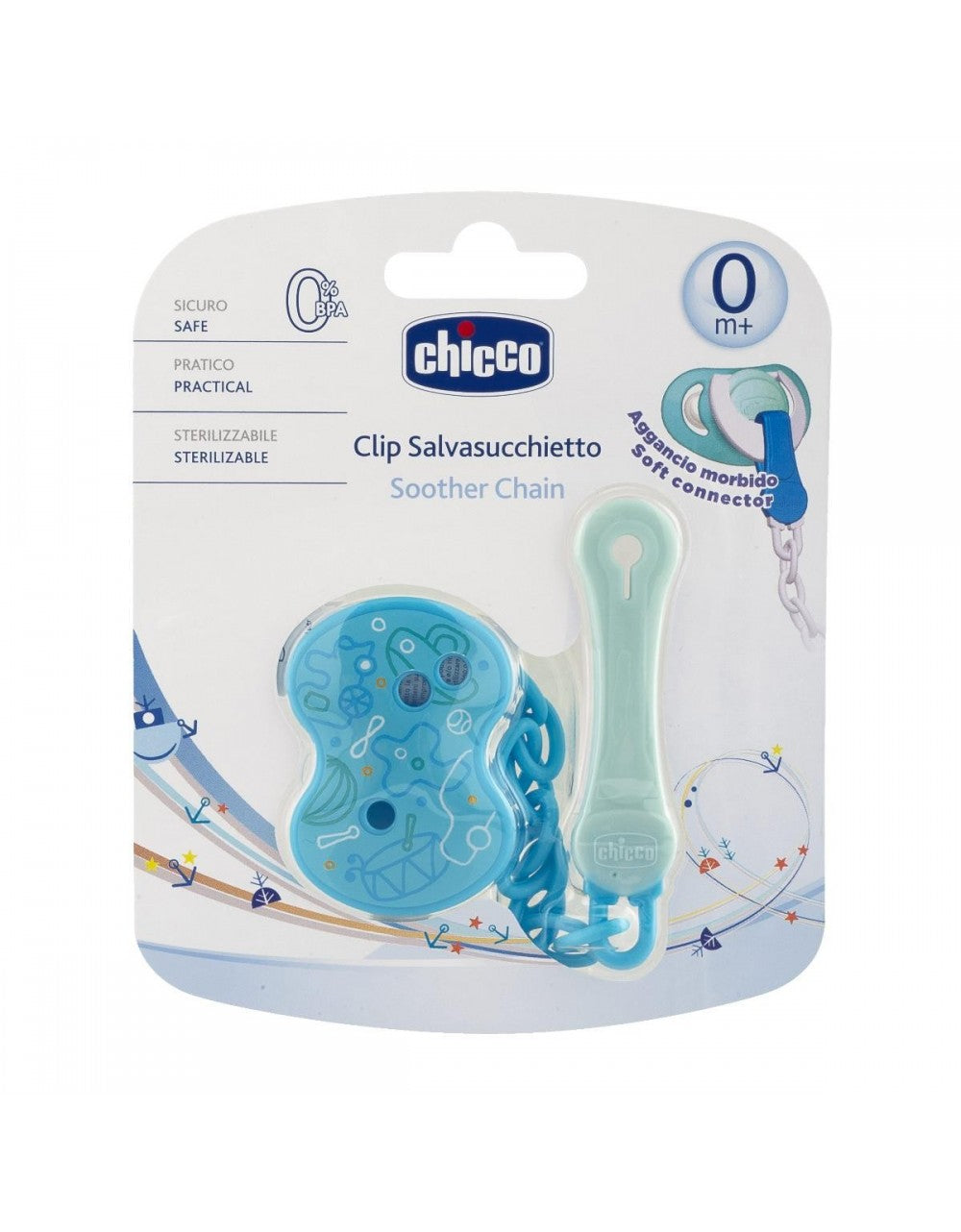 Blue Pacifier Clip