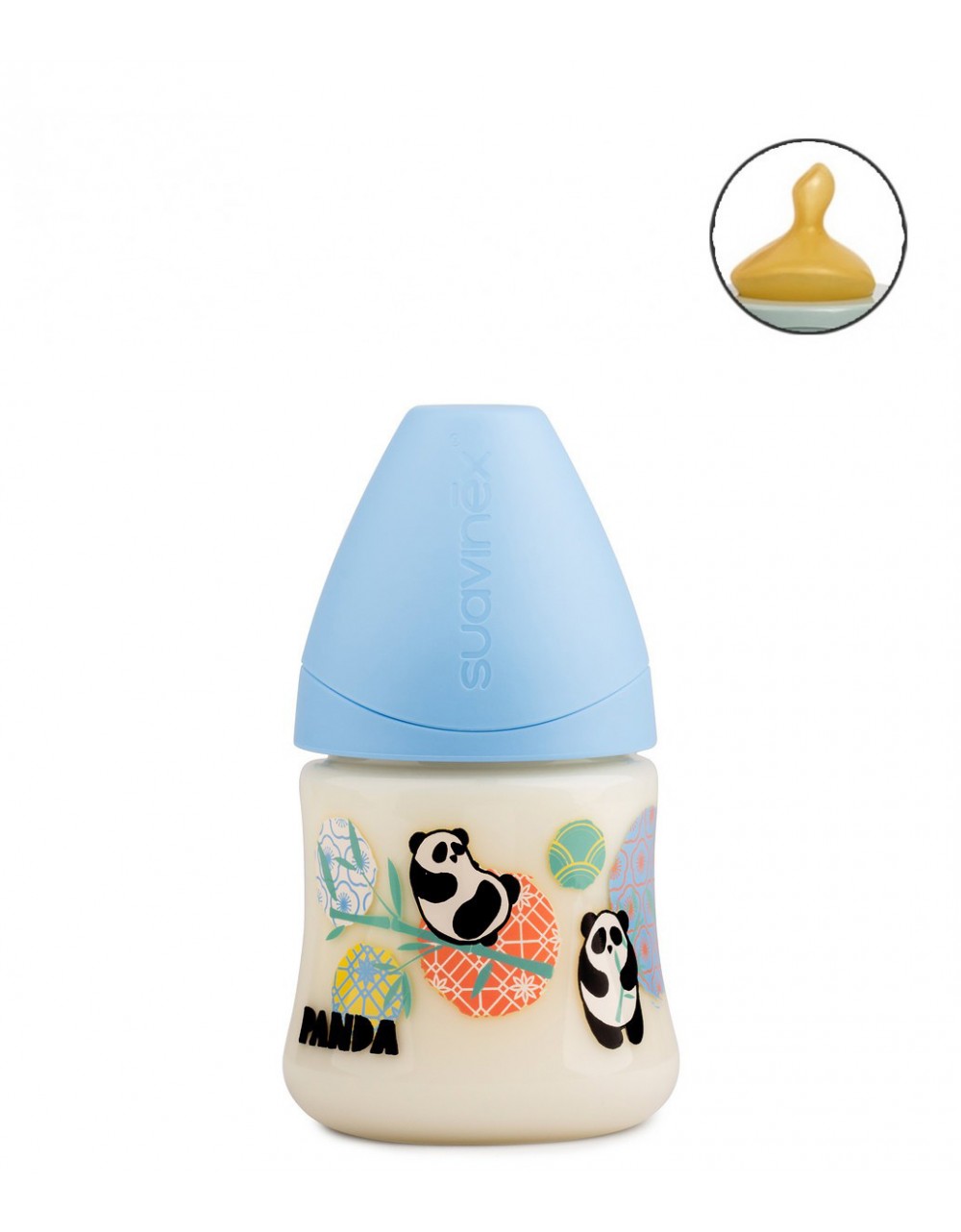 Suavinex Panda Blue Bottle 150ml Rubber