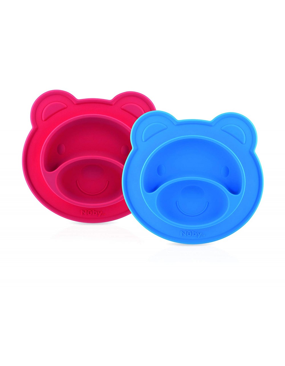 Nuby Red Silicone Suction Plate with Bear Design