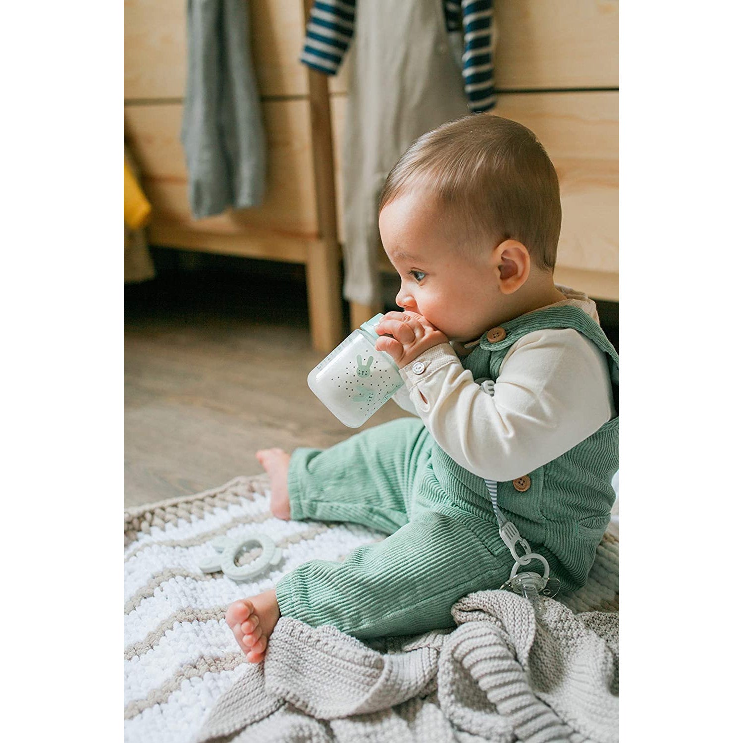 Hygge Baby Rabbit Green Polka Dot Feeding Bottle - Slow Flow 120 ml