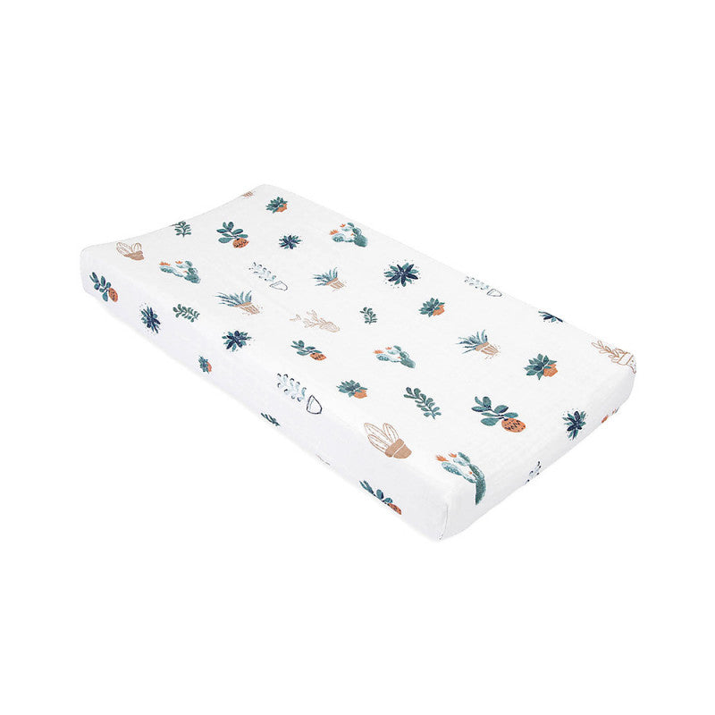 Cotton Muslin Changing Pad Cover - Cactus