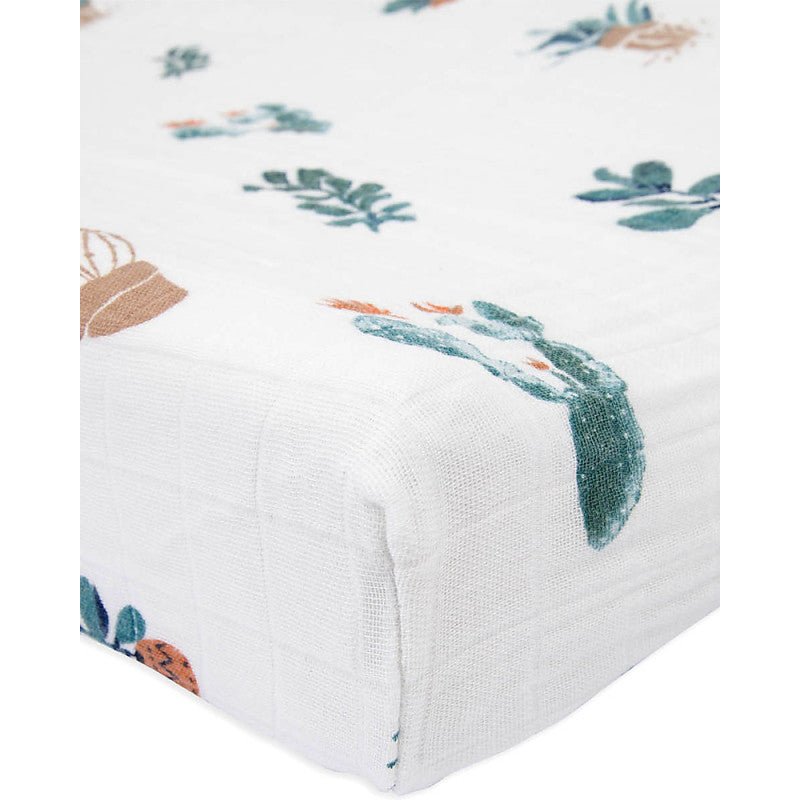 Cotton Muslin Changing Pad Cover - Cactus