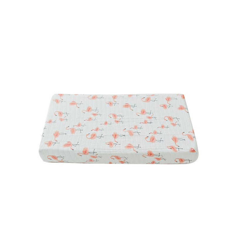 Muslin Cotton Changing Pad Cover - Flamingos