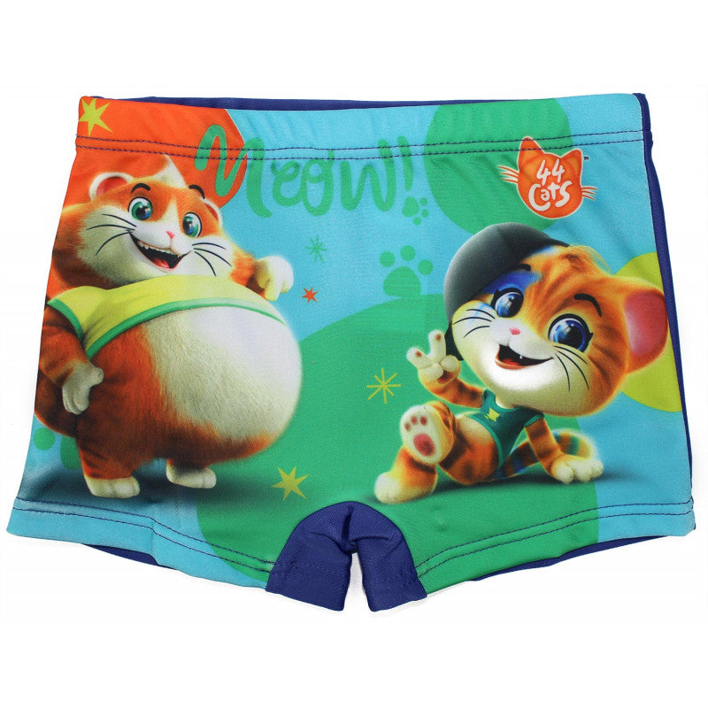 44 Cats Blue Boxer Swimsuit - 4/5 Years