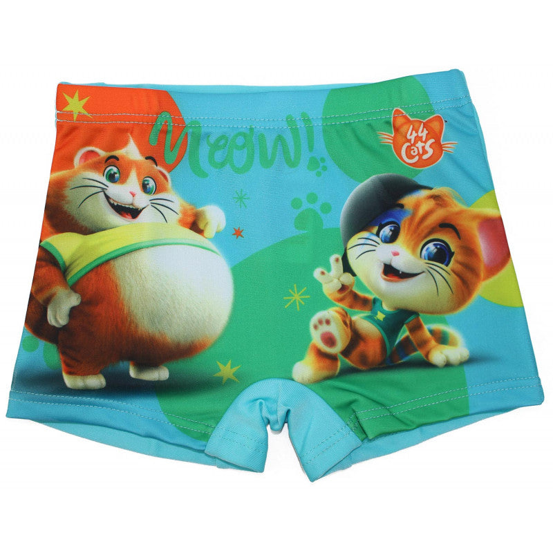 44 Cats Boxer Swim Trunks Blue - 3/4 Years