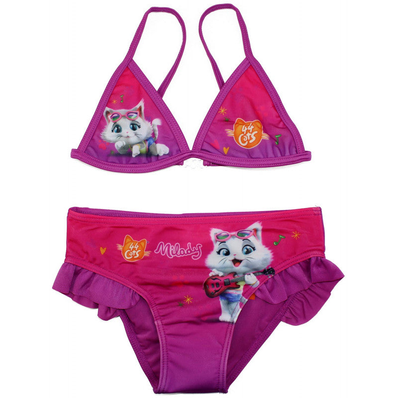 Bikini Swimsuit 44 Cats Fuchsia - 5/6 Years
