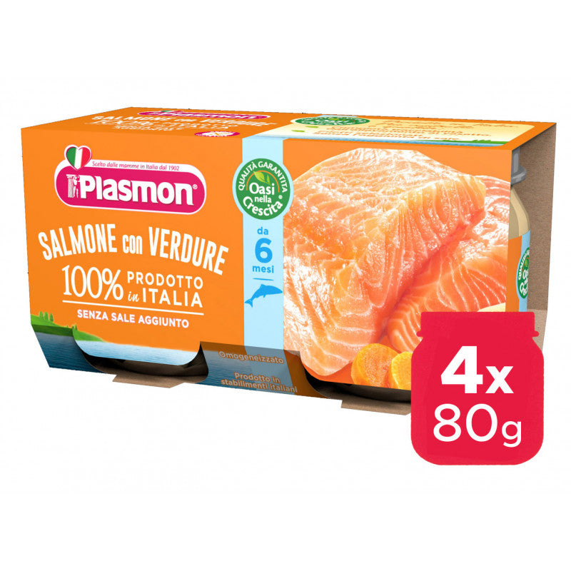 Salmon Plasmon Homogenized Baby Food - 4 x 80 g