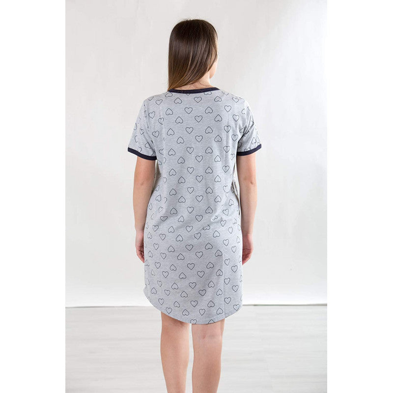 Grey Nightgown with Hearts - T6