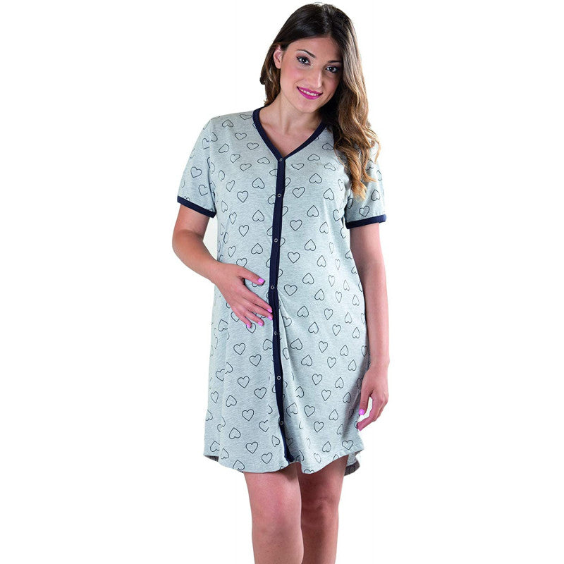 Grey Nightshirt with Hearts - T7