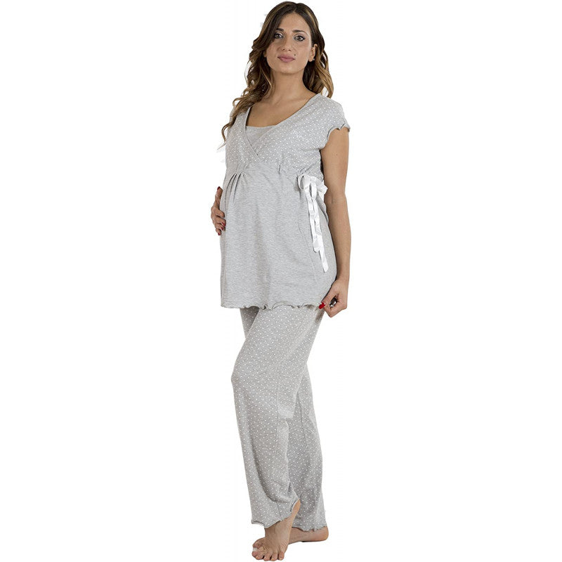Grey Patterned Pyjamas, Short Sleeve - Size 5