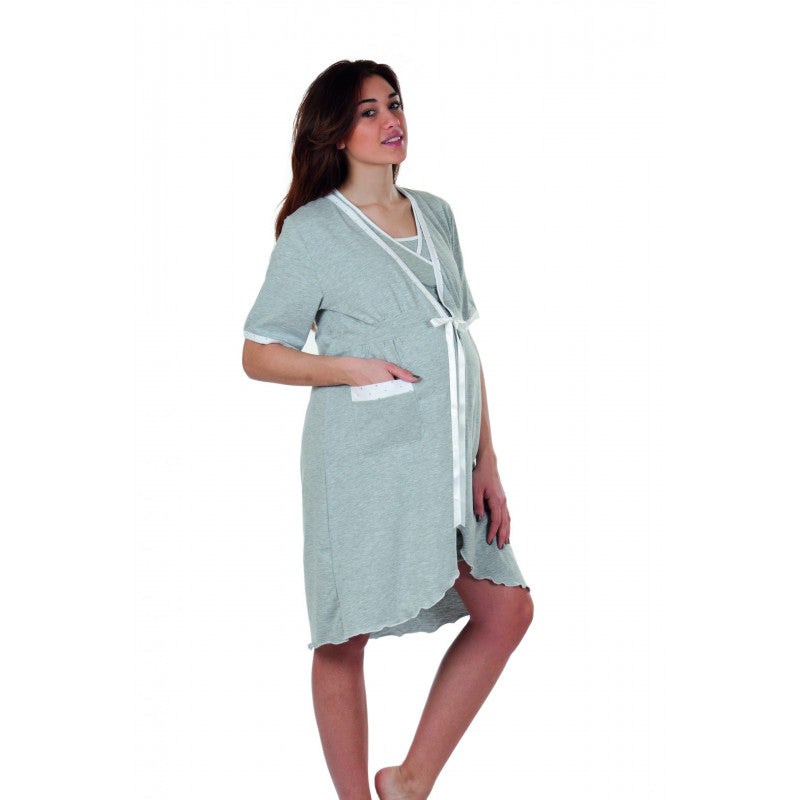 Short Sleeve Nightdress, Grey - Size 4