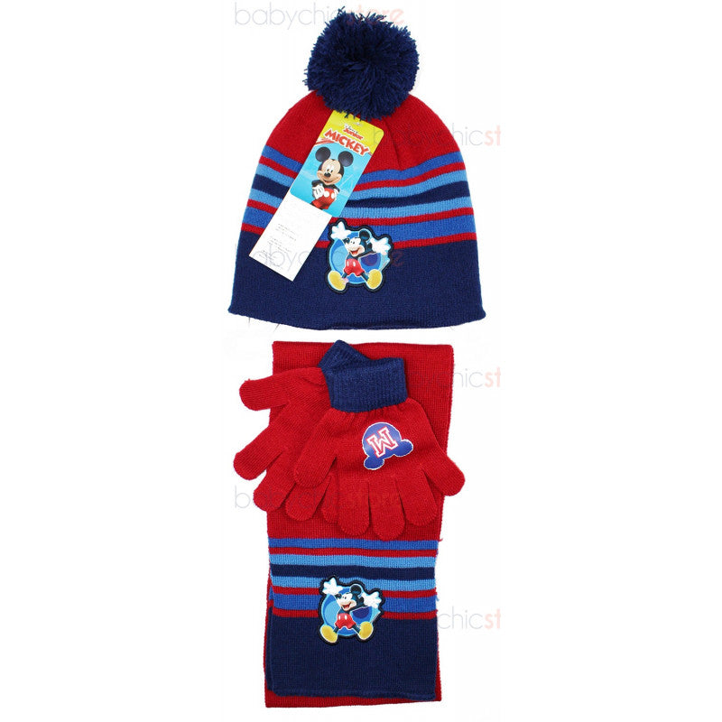 Mickey Mouse Scarf, Hat, and Gloves Set Red