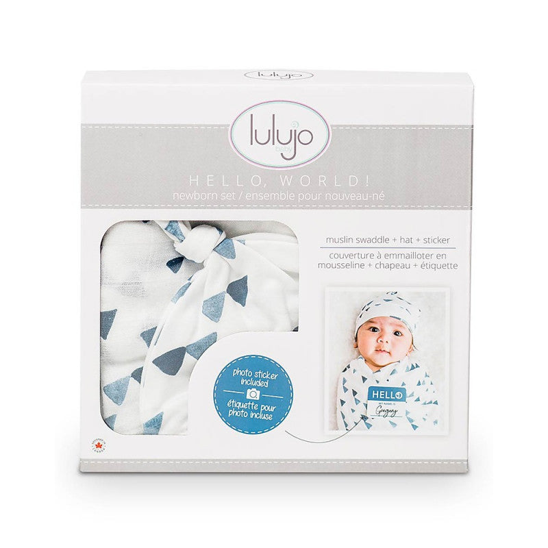 Set Hello World Lulujo Baby Blue Triangles