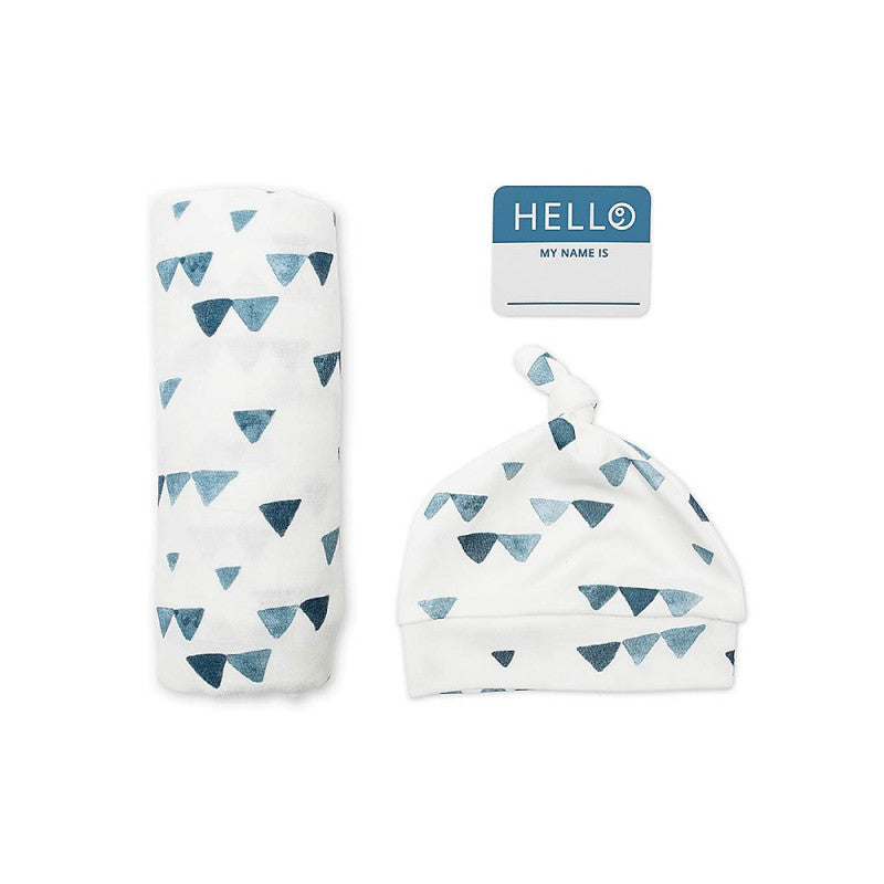 Set Hello World Lulujo Baby Blue Triangles
