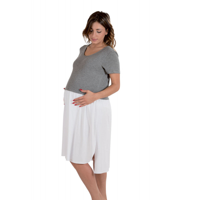 White/Grey Short-Sleeve Nightshirt Size 6