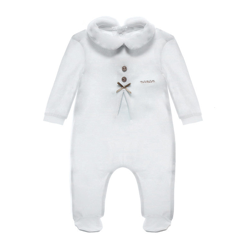 White Whipped Cream Heart Romper - 6 Months