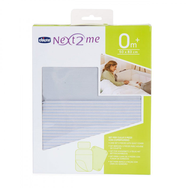 3-Piece Crib Set with Grey Duvet Cover