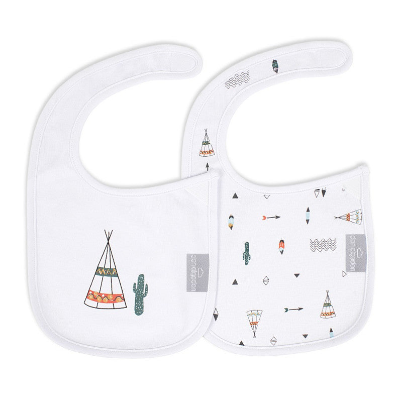 Set of 2 Dakota Bibs with Velcro Closure - White