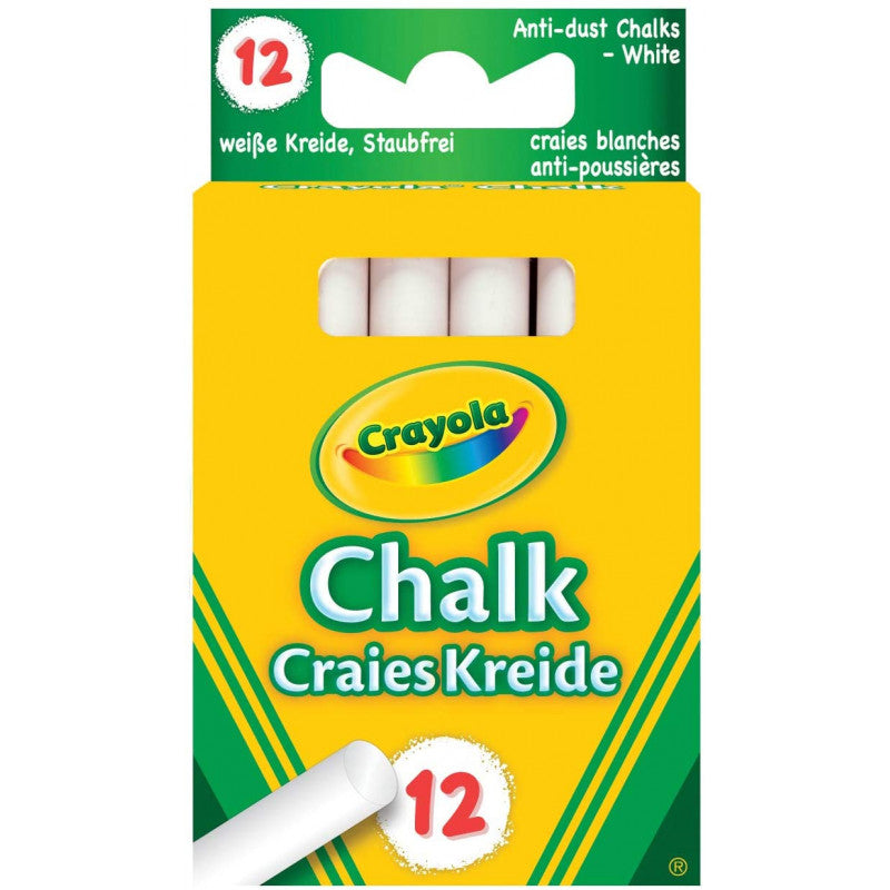 12 Crayola Anti-Dust White Chalk Sticks