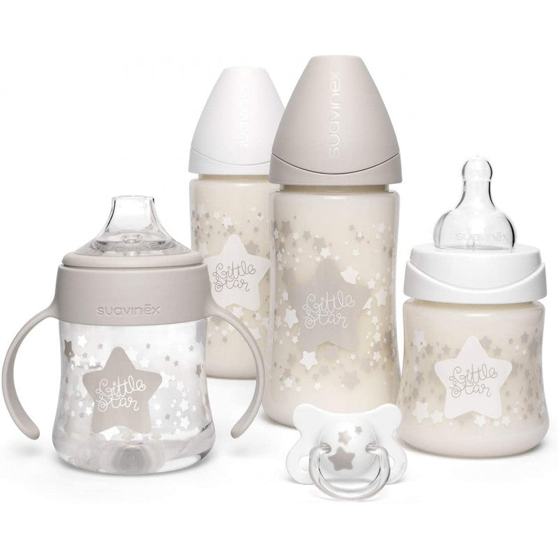Suavinex Little Star Set 4 Bottles + Soother - White