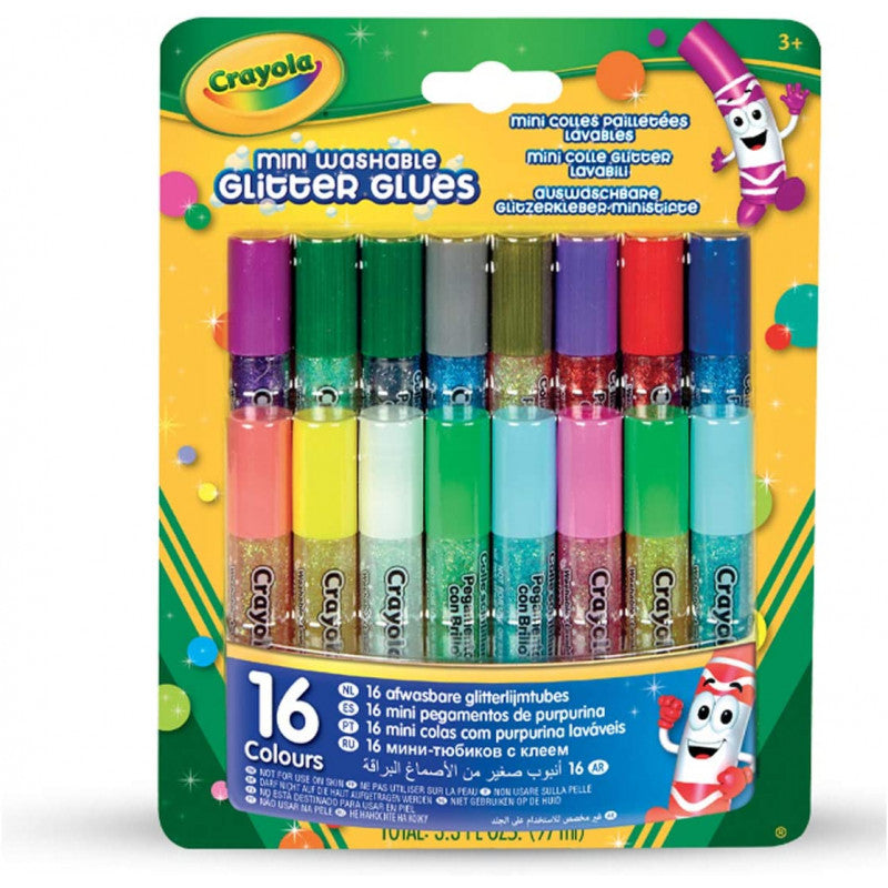 16 Mini Washable Glitter Glues