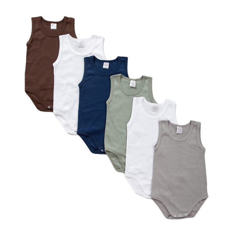 Set of 6 Newborn Bodysuits with Wide Shoulder - 0 Months