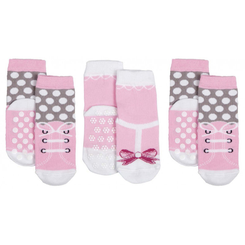 3 Pairs Pink Non-Slip Shoe Socks - 26|28