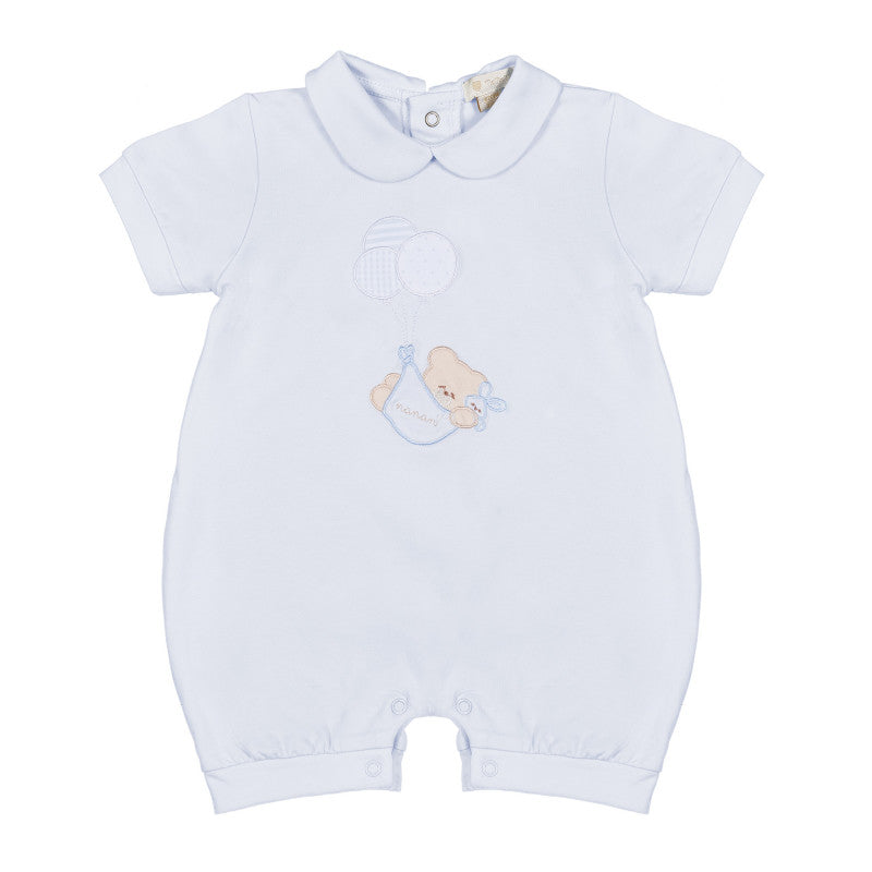 Nanan Blue Romper with Bear and Balloons - 6 Months