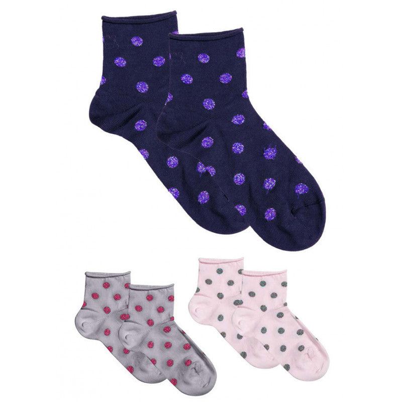 3 Pairs of Socks with Lux Polka Dots - 19 - 22