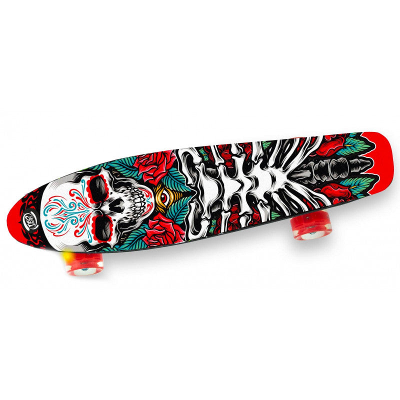 Skateboard With LED Wheels - Skull